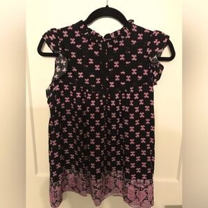 Rose & Olive Babydoll Top Black & Pink